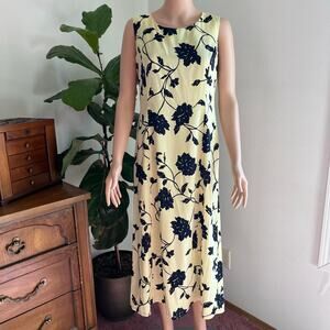 Studio Petite Women’s Yellow Navy Floral Sleeveless Maxi Dress 100% Polyester